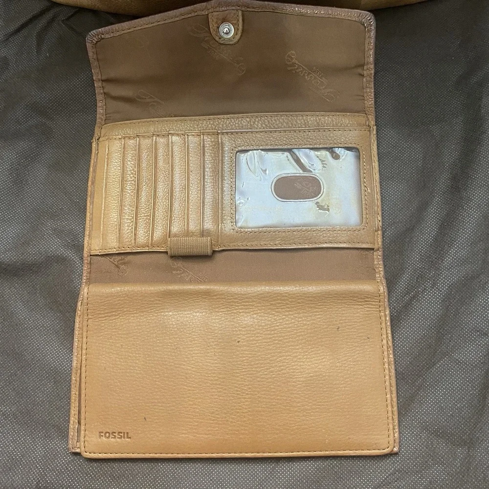 Fossil Brown Leather Hobo Shoulder Bag W Matching Wallet & Dust Bag